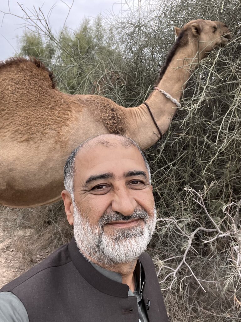Author with the beautiful Marrecha camel in Great Thar desert - Cholistan